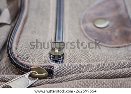 zipper bag cloth metal vintage