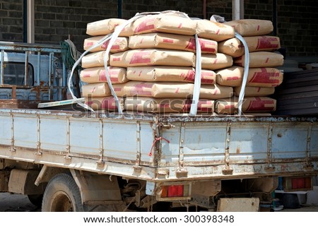 heap of cement bags waiting for transport to customer