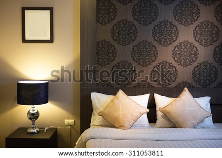 Beautiful Bedroom Interior in New Luxury Home, Hotel bedroom