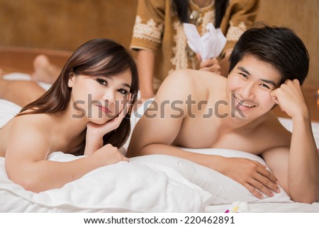 Asian women and men with a massage and spa