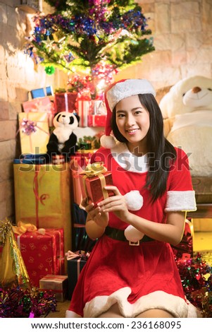 lady santa\'re happy with the gifts that are given. With everyone on Christmas day