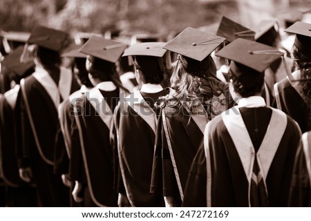 Graduates are walking in line to get your degree,monotone