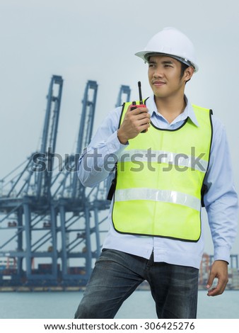 Engineers for the men of the shipping port. Using radio with work all the time.