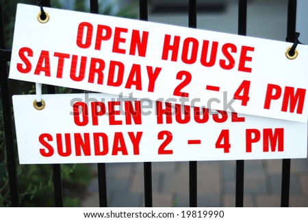 A picture of open house sign - real estate theme