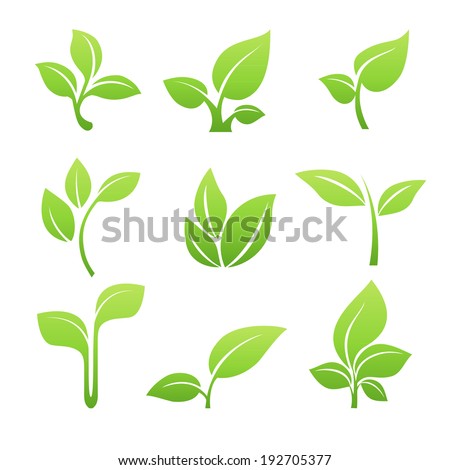 Green sprout green leaves symbol vector icon set file Green sprout green leaves symbol vector icon set file