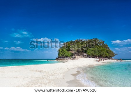 Vacation holidays concept background - tropical island  in sea. Thailand