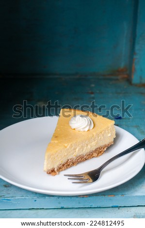 Pumpkin cheesecake, selective focus