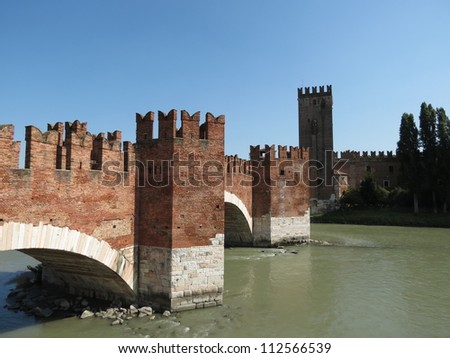 Verona - the famous medieval castle in the city centre - castle bridge