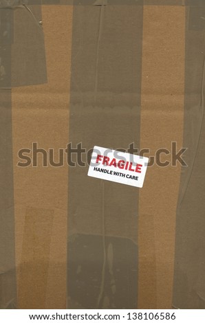 Fragile handle with care - corrugated cardboard packet