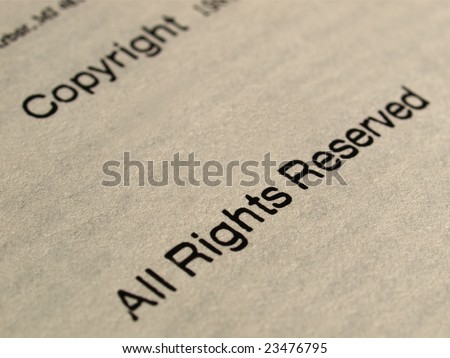 Copyright notice, All rights reserved on a book frontispiece
