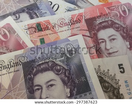 LONDON, UK - CIRCA JULY 2015: British Sterling Pound notes