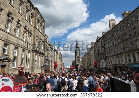 EDINBURGH, SCOTLAND, UK - CIRCA AUGUST 2015: Edinburgh Fringe Festival on the royal Mile