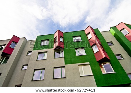 Modern block of flats, colorful and peaceful, idyllic view, an ideal place to live in