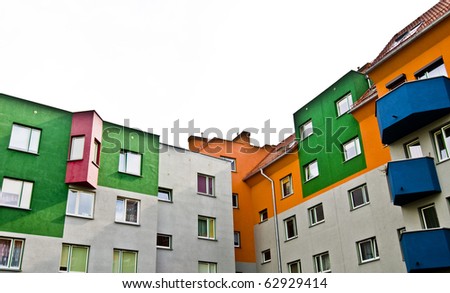 Modern block of flats, colorful and peaceful, idyllic view, an ideal place to live in; isolated