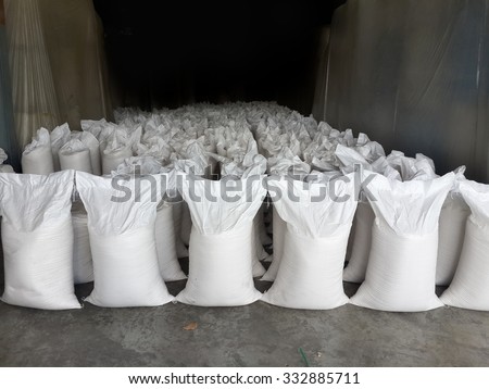 sacks of rice in factory