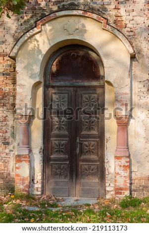 Old wooden door from a village church