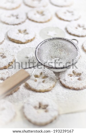 Traditional Italian cookies with sugar powder