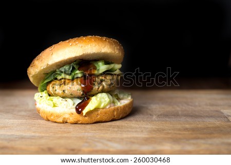 Classic Burger. Tasty and fastfood burger meal on the table