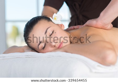 Perfect relaxation in spa salon. Young woman in a spa is relaxing and waiting for medical massage treatment. Thai massage