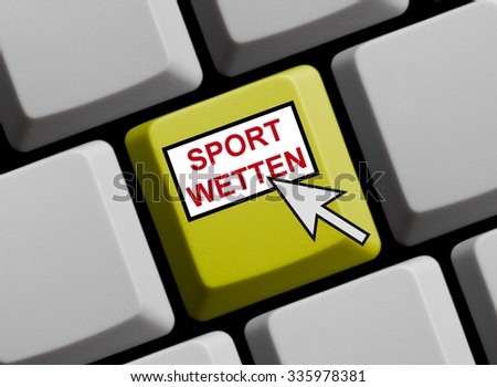 Yellow Computer Keyboard with Mouse Arrow is showing Sports Betting in german language