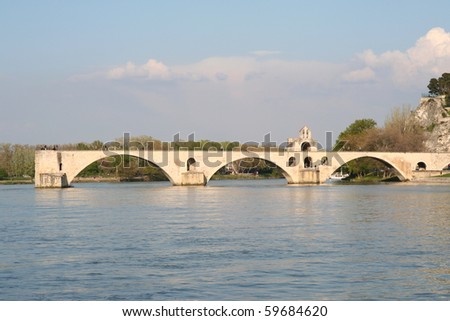 The broken bridge at Avignon across the River Rhone.