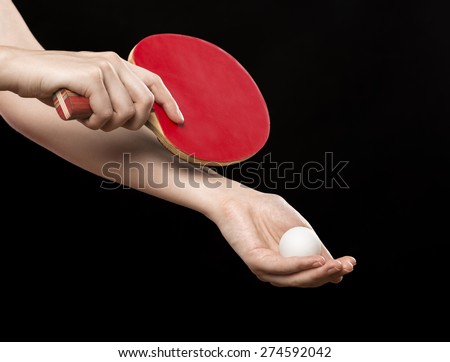 hands with racket and ball for table tennis