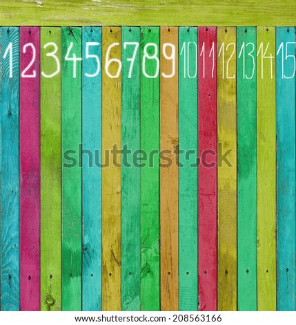 Colorful numbered boards background. Numbers 1 to 15.