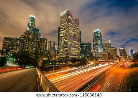 Downtown of Los Angeles at night