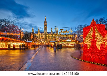 Traditional Christmas Market In Vienna, Austria