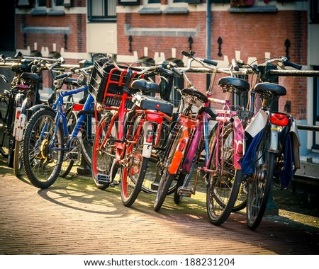 Street bicycles in Amsterdam, Netherlands