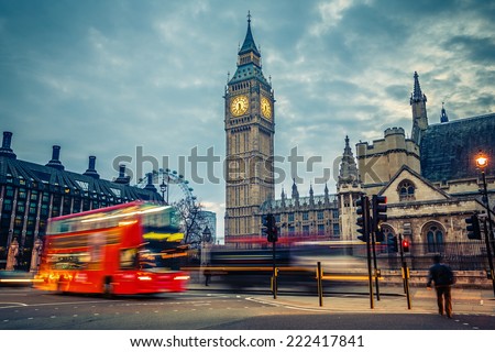 Double-decker bus in night London