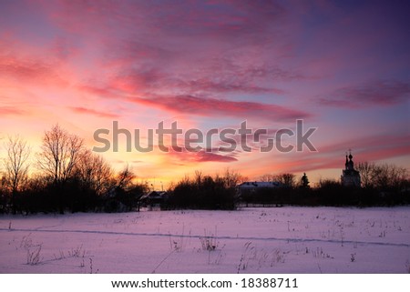 Winter sunset, Russia
