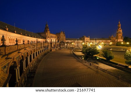 Plaza de Espana at night, Sevilla, Spain