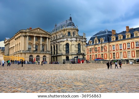 Dramatic clouds over Versailles palace, France