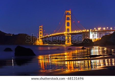 pictures of the golden gate bridge at night. stock photo : Golden Gate