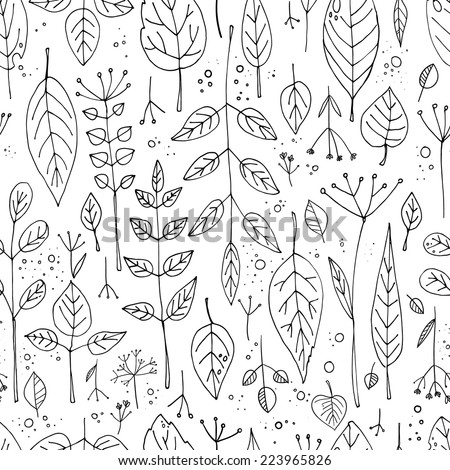 Pattern of grass and leaves autumn theme Vector pattern Pattern of grass and leaves autumn theme Vector pattern