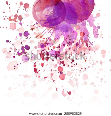 Watercolor stains on white background, abstract blots isolated. Bright colors, divorces.