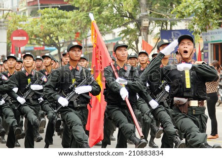 Dien Bien Phu, Dien Bien, VIETNAM May 7, 2014: The 60th anniversary of the Dien Bien Phu victory: Vietnam military parade celebrating the 60th victory of Dien Bien Phu