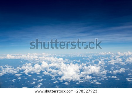 High altitude view between sky and space , in to the dark