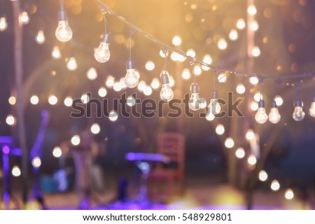 Hanging decorative lights for a wedding party,Soft Focus