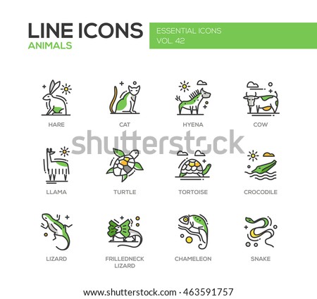 Animals - set of modern vector line design icons and pictograms of animals.