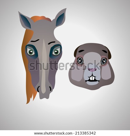 horse and beaver. cute animals