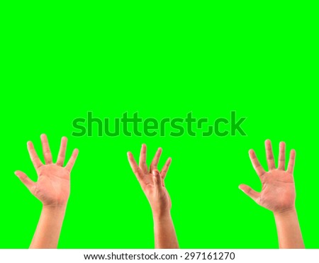 hand holding on green screen background
