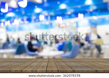Empty wood table: Patient waiting for see doctor,abstract background.