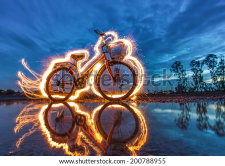 bicycle light painting reflection