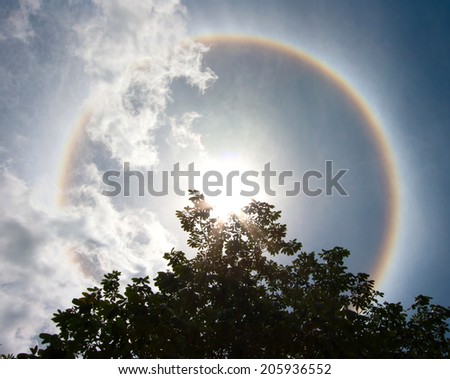 Sun with circular rainbow - sun halo