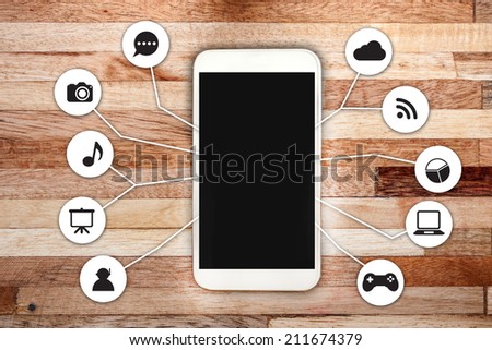 Smartphone on Wood background
