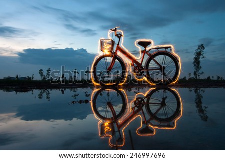 bicycle light painting reflection