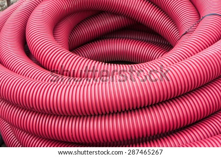 first floor of a\
skein of red corrugated tube
