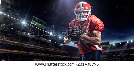 American football sportsman player in olympic stadium